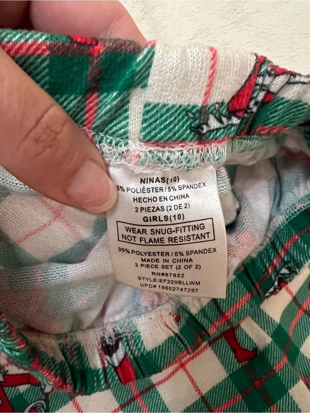 🎄 Elf on the Shelf Kids Pajama Set - Plaid Holiday - Size 10